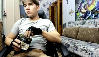 Young Guy with Hairy Uncut Cock