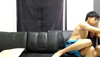 Two gay friends masturbating on webcam