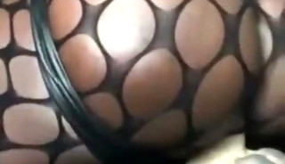 Fishnet Bodysuit Black Muscle Rides White Dildo