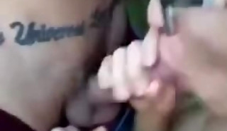Young twink with glasses and big dick fucked in the forest