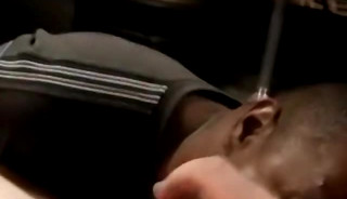 Amateur jerks off while black guy licks his cock and balls skillfully