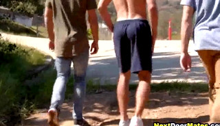 Gay step brothers fuck handyman in threesome