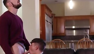 Inked gay Andy Taylor rimmed and hard bareback ass drilled