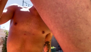 fucking a Latino twink outdoors in a three way