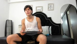 Young Shaved Latino Wanks Until Big Cum Blast