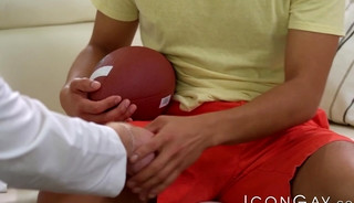 Twink Calix Rivera fucked raw by stud doctor Nick Fitt