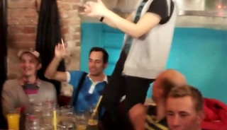 Muscled euro jerking off at sexparty