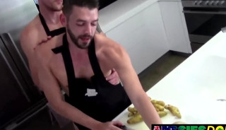 Naked Australian Gay Randy Offers His Huge Dick To Danny While Cooking