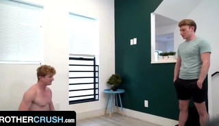Step Siblings Eric Charming & Max Lorde Bareback Fuck On The Floor After Stretching - BrotherCrush