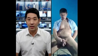 Asian Journalist Exposed showing big cock and cum