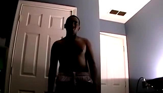 Solo black amateur Dre strokes his small cock and cums
