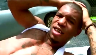 White guy assfucks and jizzes black gang member