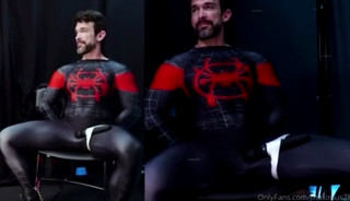 Spider-Man captured and jerked off