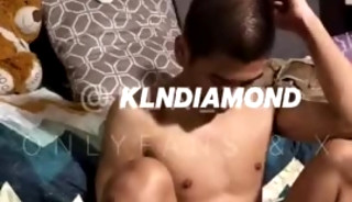 Asian twin plays his asshole with toys