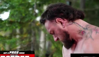RAGING STALLION - Hairy Chest, Huge Cock, No Condom - Jericho James Owned in the Wild