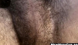 Rave Hardick milks his bushy cock till sticky seed pours out