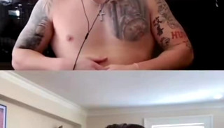 flirty str8 tattooed jock convinced to jerk off on webcam