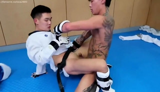 Asian Taekwondo Boys Compromising Pose Sex