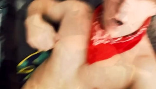 a cowboy is caged and fucked by a machine
