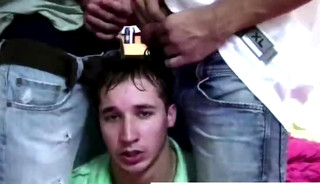 Blindfold straight teen hazed in gay college fraternity