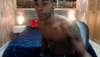 Brawny Black Twink Tyron Jerks Off