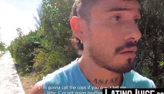 My luscious cum splatters on my body after Alberto Chimal fucks me