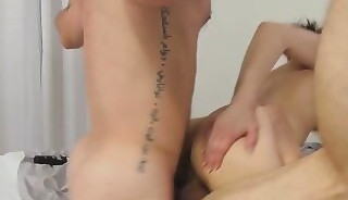 Gay dude gets sucked by babe