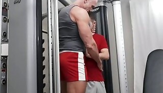 Heavy training and stretching for tight sphincter at the gym!