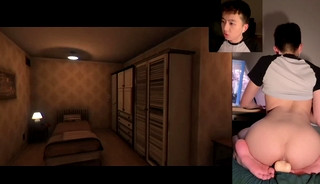 Playing Scary Game while riding a dildo