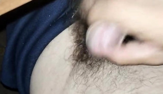 Masturbation with hairy cock
