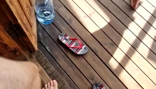 Two cocks stuck together in twink and daddy's cum in public on the beach ! Exclusive hot!