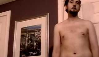 Cute bearded jock masturbates intensely after steamy interview