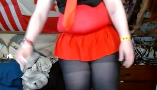 Fat sissy Dancing in red and black outfit