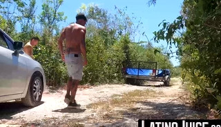 Tattooed Latino Cain Gomez bred hard outdoors by Robert