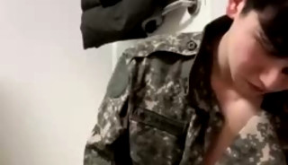 Korean army guy jacks off