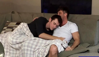 Hunk stepdad fucks hot twink in the ass on movie night