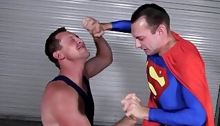 Cosplay bottom barebacked n facialized by wrestling hunk