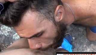 Hairy Latino Rodrigo El Santo's outdoor dick riding with Pablo X