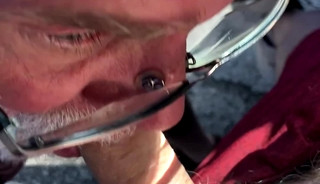 Prickle sucking dick outside exposed
