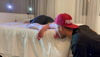 Sucking friend's foot while you resting