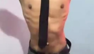 Jerking off in suit & tie