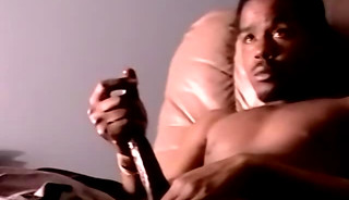 Young black straight amateur jacks off his cock and cums