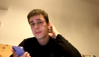 Young Man Stroking His Uncut Dick on Cam