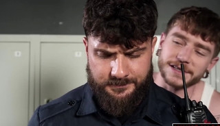 Police Captain Colt Spence exhibits fiendish glee sucking on Heath Halos nipples