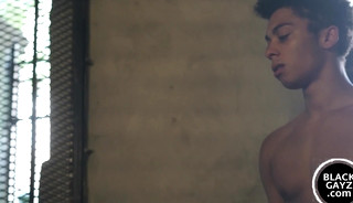 Black hunk makes twink deepthroat a massive dildo