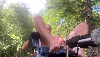 Fucking my ass outdoors with a sex machine