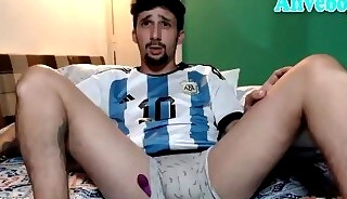 slim argentinian guy strokes his dick on webcam