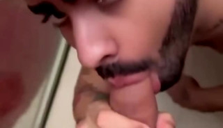 Post-shower sucking cock