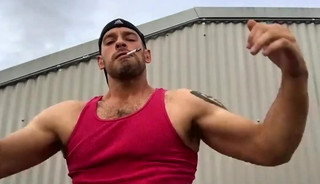 Straight Jock Smoking And Flexing