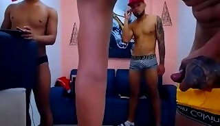 Threesome masturbating